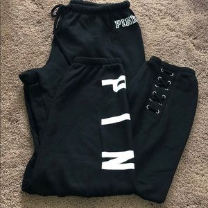 Black PINK campus pants